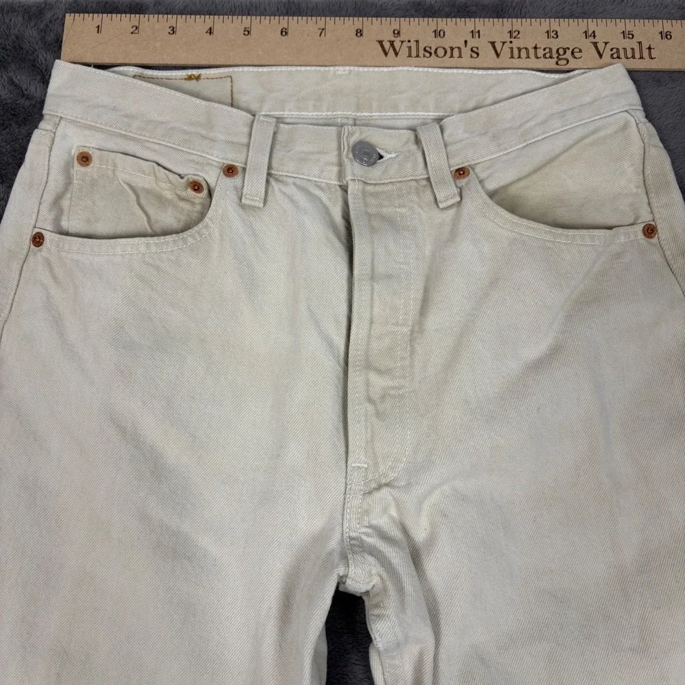 Levi's Jeans Mens 30 Cream 501 Original Fit Straight Leg Button Fly‎ Off-White